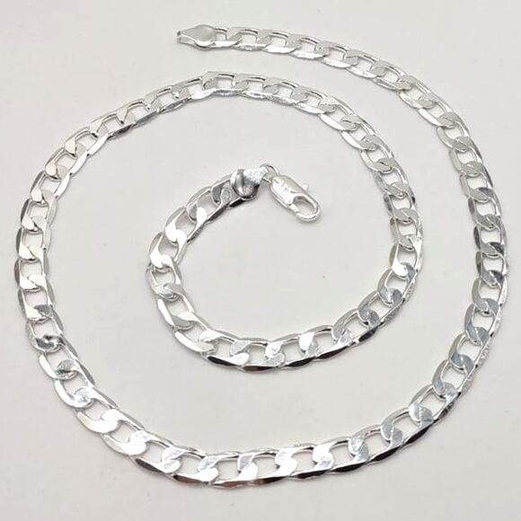 925 Silver Cuban Chain Necklace Jewelry Anniversary Birthday Gift New!!!